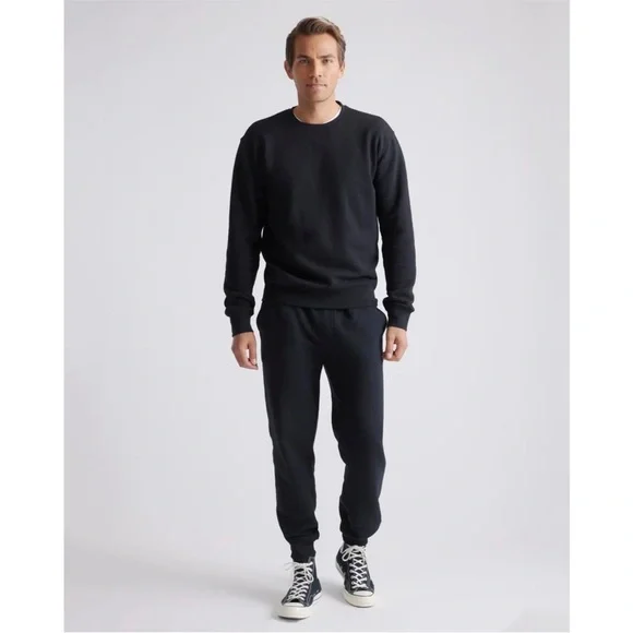 Quince Men's Organic Heavyweight Crew Fleece Black Size Medium - Picture 5 of 11